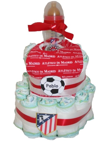 Tarta de pañales Atlético de Madrid, regalo bebe Atletico de Madrid