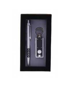 Set de bolígrafo y llavero con linterna LED