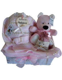 Canastilla para bebés mustela personalizable con oso peluche bordado