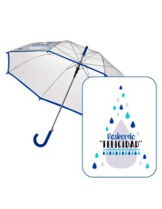 Paraguas trasparente frase Desbordo Felicidad