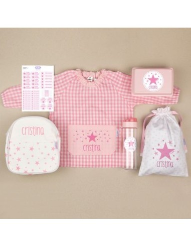 Pack Mi Guarde Estrellas Rosa personalizado + Regalo Cajita porta alimentos