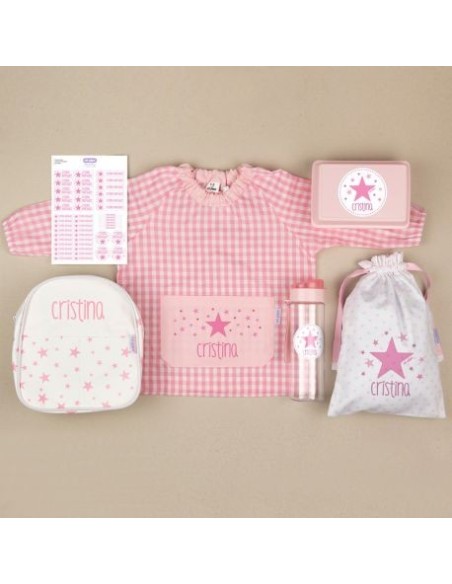 Pack Mi Guarde Estrellas Rosa personalizado + Regalo Cajita porta alimentos