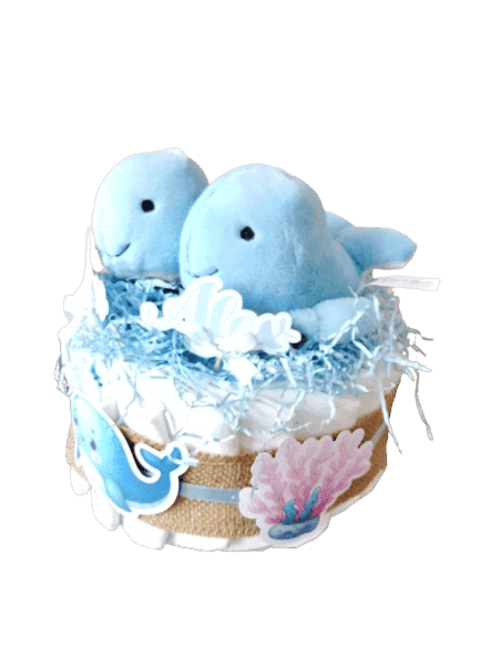 Tarta de pañales Ballena Gemelos