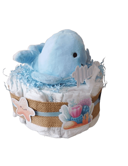 Tarta de pañales Ballena Gemelos