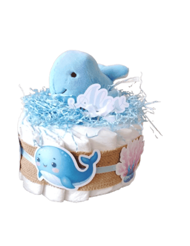 Tarta de pañales Ballena Gemelos