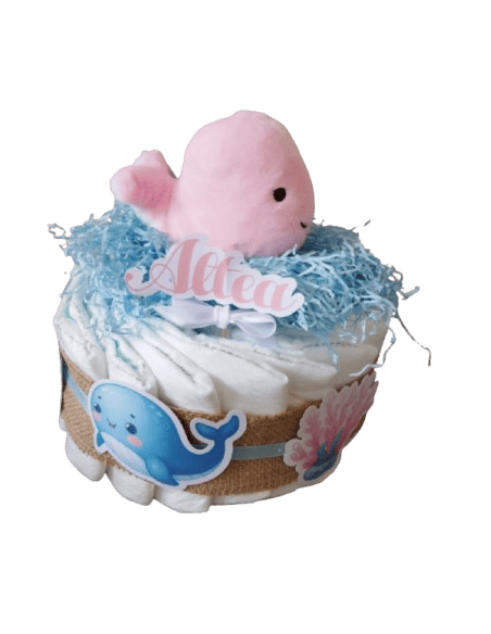 Tarta de pañales Ballena Gemelos